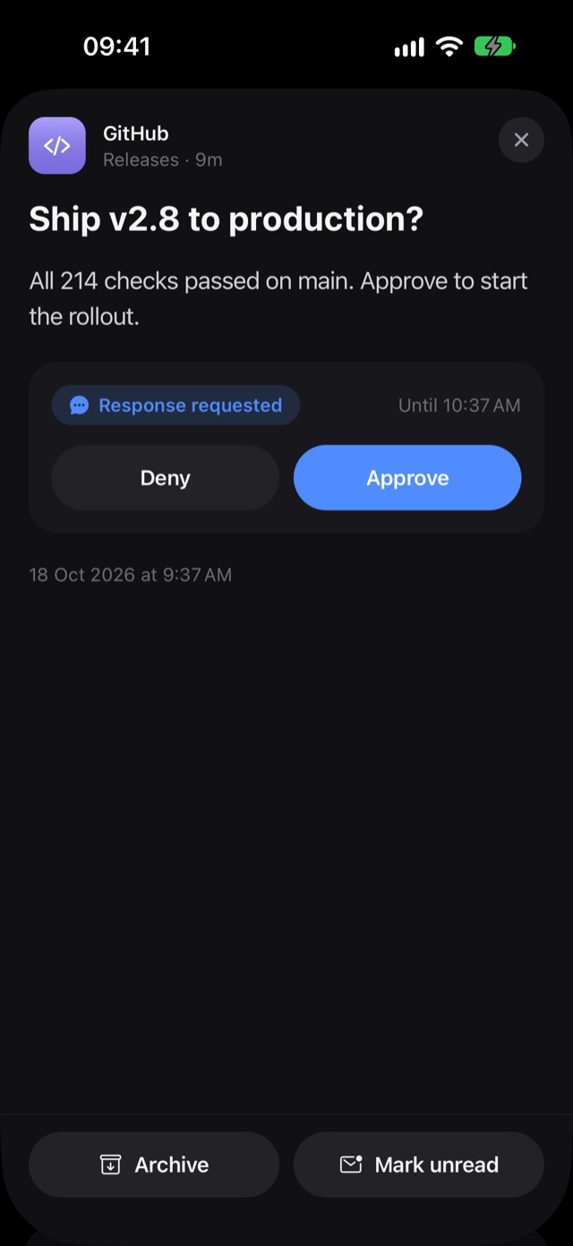 An approval in mhook with Approve and Deny